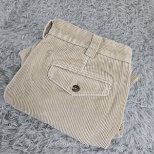 L.L. Bean 285258 Mens 34 Tan Courduroy Pleated Front Slash Pocket‎ Pants